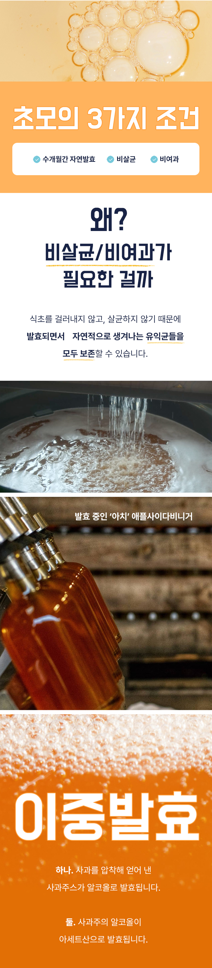 조모의 3가지 조건과 이중발효 과정을 설명하는 이미지 : 조모의 3가지 조건 왜? 비알코올/저알코올? 발효된 곡물