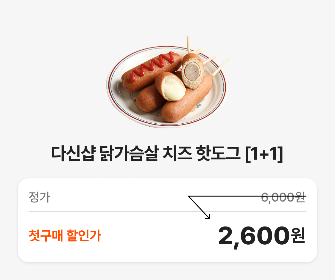 닭가슴살 치즈 핫도그 할인 판매 이미지 : 다신샵 닭가슴살 치즈 핫도그 [1+1] 정가 6,000원 첫구매 할인가 2,600원