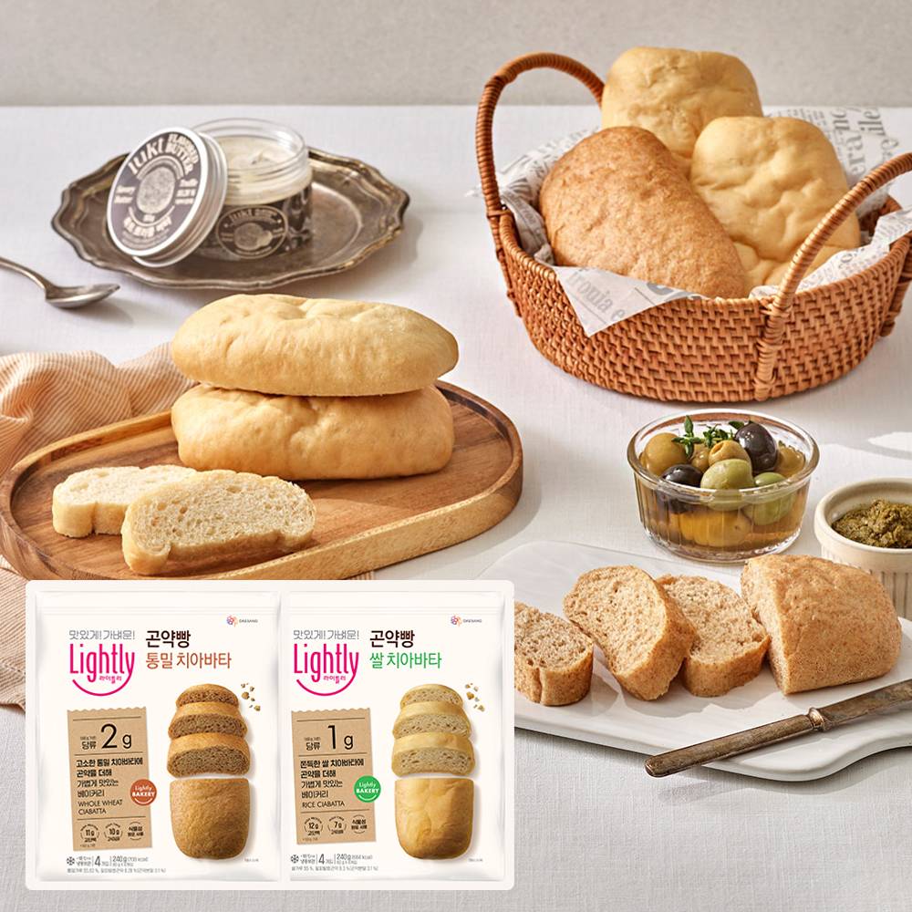 [라이틀리] 곤약빵 쌀/통밀 치아바타240g (60g x 4개) x 3개